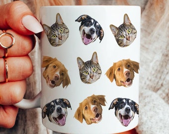 Dog Cat Face Custom Mug gift for dog mom cat mom Multiple Dog Cat Photos Mug for Dog Cat Personalized Coffee Mug Custom Pet Picture Mug