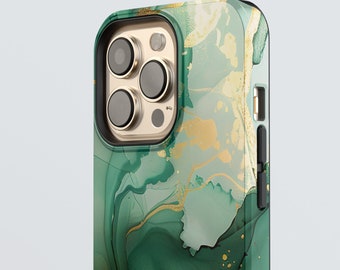 Aesthetic Jade Green Gold Marble 3D Design Phone Case for Her