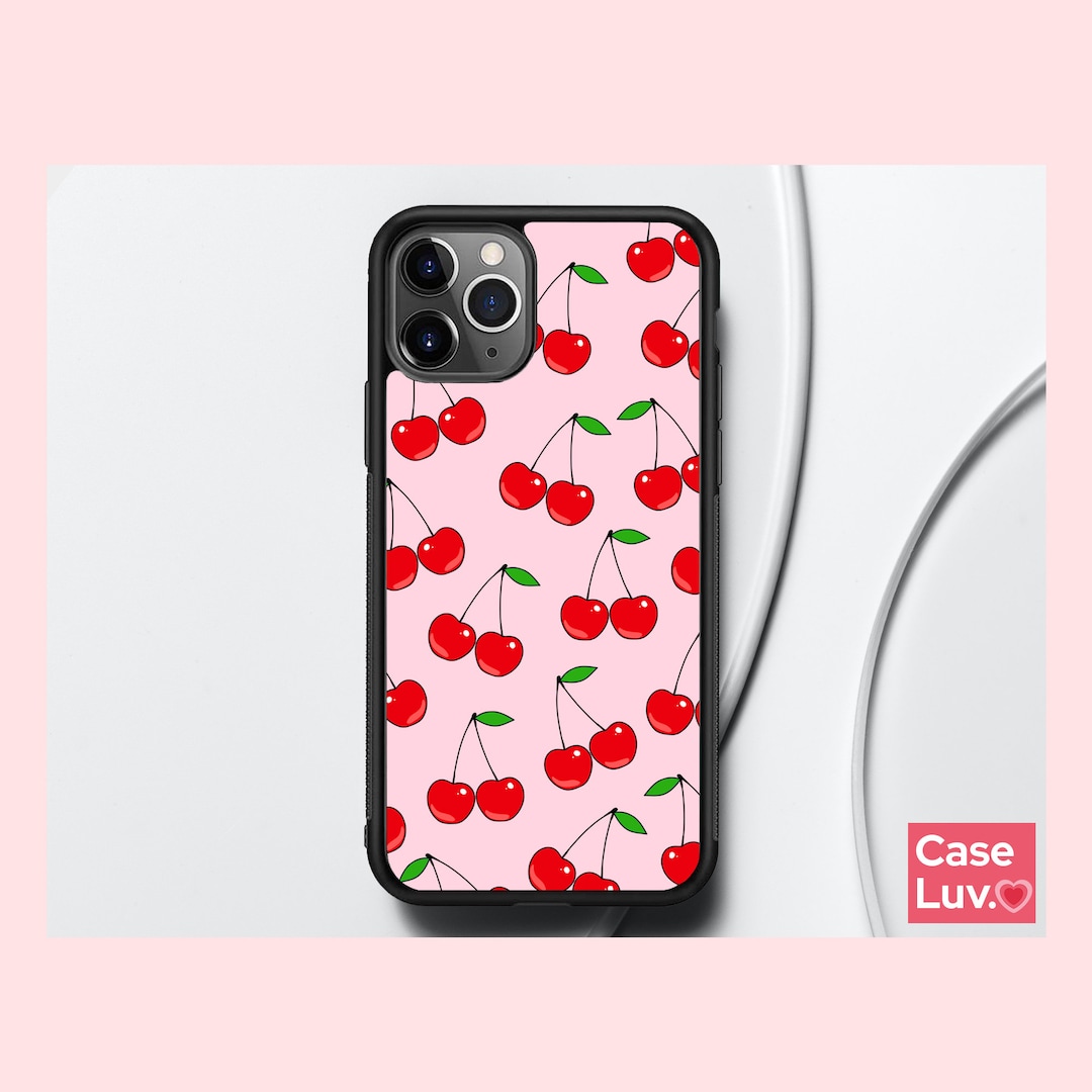 Cherry Phone Case Cover, Pink Cherries Print Phone Cases for iPhone 14