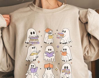 Bookish Ghost Sweatshirt: Halloween Book Lover Crewneck