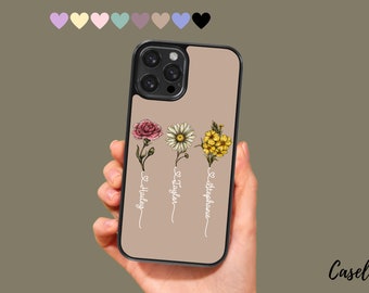 Birth Month Flower Custom Phone Case for Mom - Custom Grandma Gift - Mother's day Custom Phone Case with Kids Names - iPhone 15 14 13 12 11