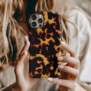Tortoise Shell Print Phone Case, Animal Print Phone Case, Trendy Phone Case for iPhone 16, 15, 14, 13, 12, 11, Samsung S24, S23, Google 8, 7