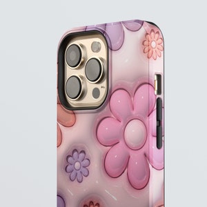 3D Flower Aesthetic Phone Case for her iPhone 15 iPhone 14 iPhone 13 iPhone 12 Pixel 7 Galaxy S23  3D Art Design Puff Floral Phone Case