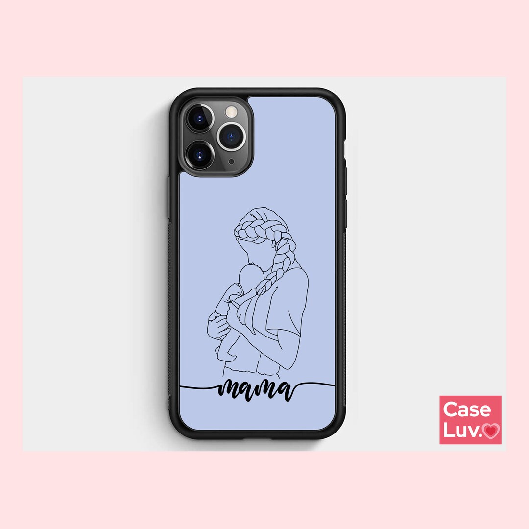 Mama and Baby Hand Drawn Design Phone Cases for Aesthetic iPhone 14, 13 ...