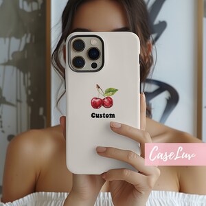 Retro Cherry Custom Text Phone Case: Personalized iPhone Case