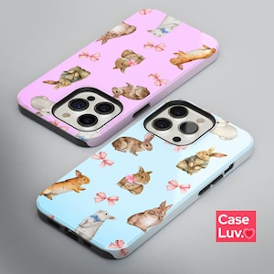 Cute Easter Baby bunny Tough phone case - Rabbit mom phone case - iPhone 15, iPhone 14, iPhone 13, iPhone 12, iPhone 11, Galaxy S23, S22