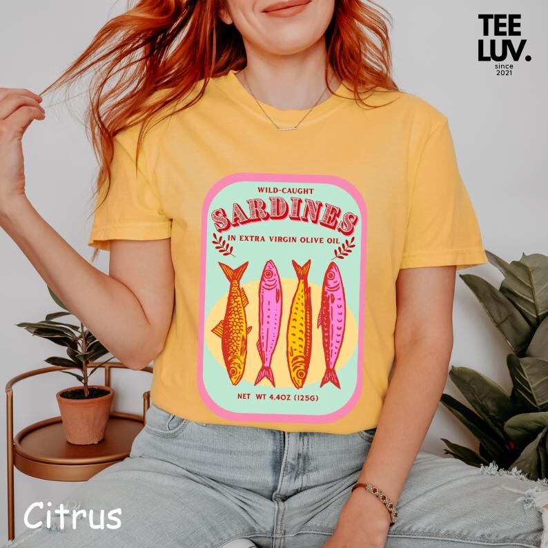 Preppy Sardines T-Shirt: Retro Italian Summer Tee Citrus