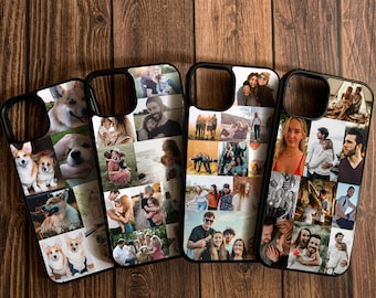 Coque de portable personnalisée avec collage de photos - Coque de portable personnalisée avec photo - Collage de photos pour iPhone 14, iPhone 13, iPhone 12 - Personnalisable