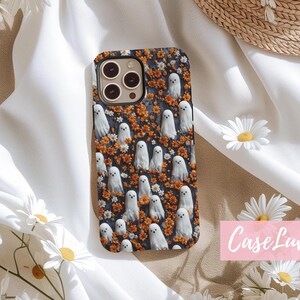 Baby Ghost Floral Phone Case for Whimsical Halloween Gifts iPhone 15 iPhone 14 iPhone 13 Galaxy S24 Spooky Phone Case for Horror lover Gift