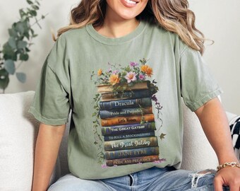 Custom Book Titles T-Shirt: Floral Bookworm Gift