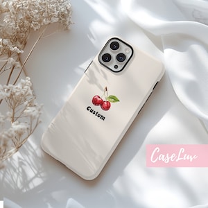 Custom Cherry Phone case, Personalized Phone Case, Aesthetic Cherry Phone Case for iPhone 15 iPhone 14 iPhone 13 iPhone 12