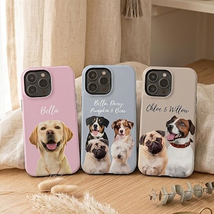 Custom Pet Portrait MagSafe Phone Case: Personalized Multiple Dog Cat Picture Case