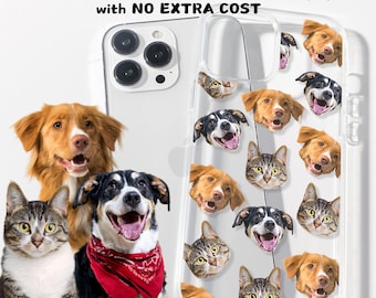Custom Dog Cat Face Clear Phone Case gift for dog cat mom Multiple Dog cat face phone case Personalized phone case iPhone 17, 16, 15, 14, 13