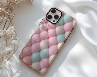 Pastel Quilted puff Phone Case 3D Coquette Aesthetic Phone Case, 3D Art design iPhone Case for her iPhone 15, 14, 13, 12, 11, Samsung, Pixel