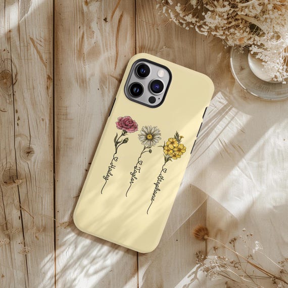 Personalized Mama Grandma Phone Case Birth Month Flower for Mother's day Gift Custom Birth Floral Mom Gift iPhone 17 16 15 14 13 Samsung S26