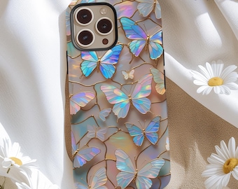 Butterfly Stained Glass Print MagSafe Phone Case for iPhone 17, 16, 15, 14, 13 pro max, Aesthetic Phone Case Cover for her