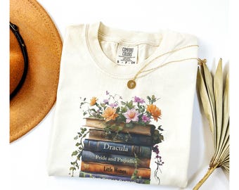 Personalized Book T-Shirt: Floral Bookworm Gift, Custom Book T Shirt