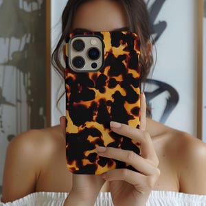 Tortoise Shell Print Phone Case, Animal Print Phone Case, Trendy Phone Case for iPhone 16, 15, 14, 13, 12, 11, Samsung S24, S23, Google 8, 7