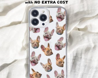 Custom Dog Multiple Faces Pattern Clear Phone Case for Dog mom Gift iPhone 17, iPhone 16, iPhone 15, iPhone 14, iPhone 13, Fur baby gifts