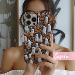 Ghost Floral Phone Case for Whimsical Halloween Party Gifts iPhone 15 iPhone 14 iPhone 13 Galaxy S24 Spooky Phone Case for Horror lover Gift