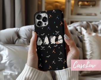 MagSafe Cute Ghost Cat Phone Case for Halloween Cat Mom Gift iPhone 15 iPhone 14 iPhone 13 Spooky Season Phone Case Celestial Black Cat Gift