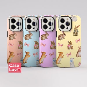Cute Easter Baby bunny Tough phone case - Rabbit mom phone case - iPhone 15, iPhone 14, iPhone 13, iPhone 12, iPhone 11, Galaxy S23, S22