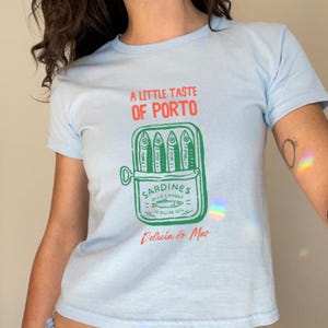 Retro Sardine Tin Baby Tee: Y2K Preppy Art Graphic T-Shirt