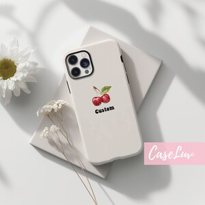 Summer Cherry Phone case with Custom Text, Personalized Phone Case, Aesthetic Cherry Phone Case for iPhone 15 iPhone 14 iPhone 13 iPhone 12
