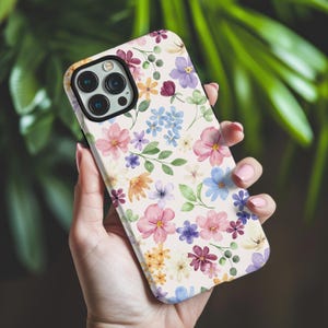 Cottagecore Aesthetic Floral Phone Case for iPhone 16, 15, 14, 13, 12, 11, Galaxy S24, S23, S22, Google Pixel 9, 8 Boho Phone Case for Women