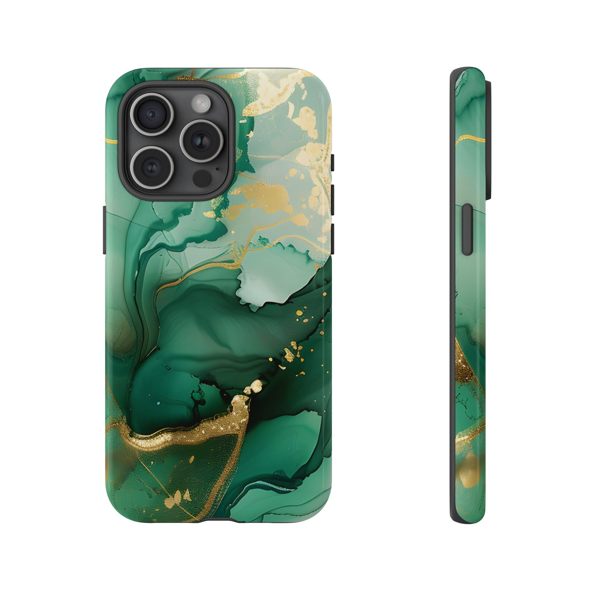 Aesthetic Jade Green Gold Marble 3D Design Phone Case for Her