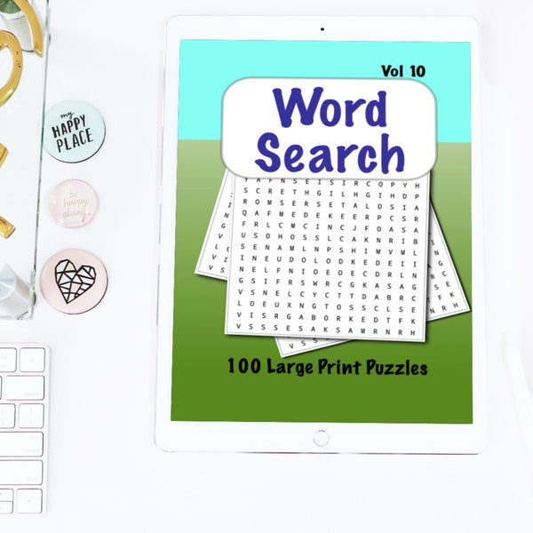 Word Search Puzzles (Vol.10) for GoodNotes, Notability, Printable, One Note, PDF Annotation Interactive Digital Paper Adult Activity Book