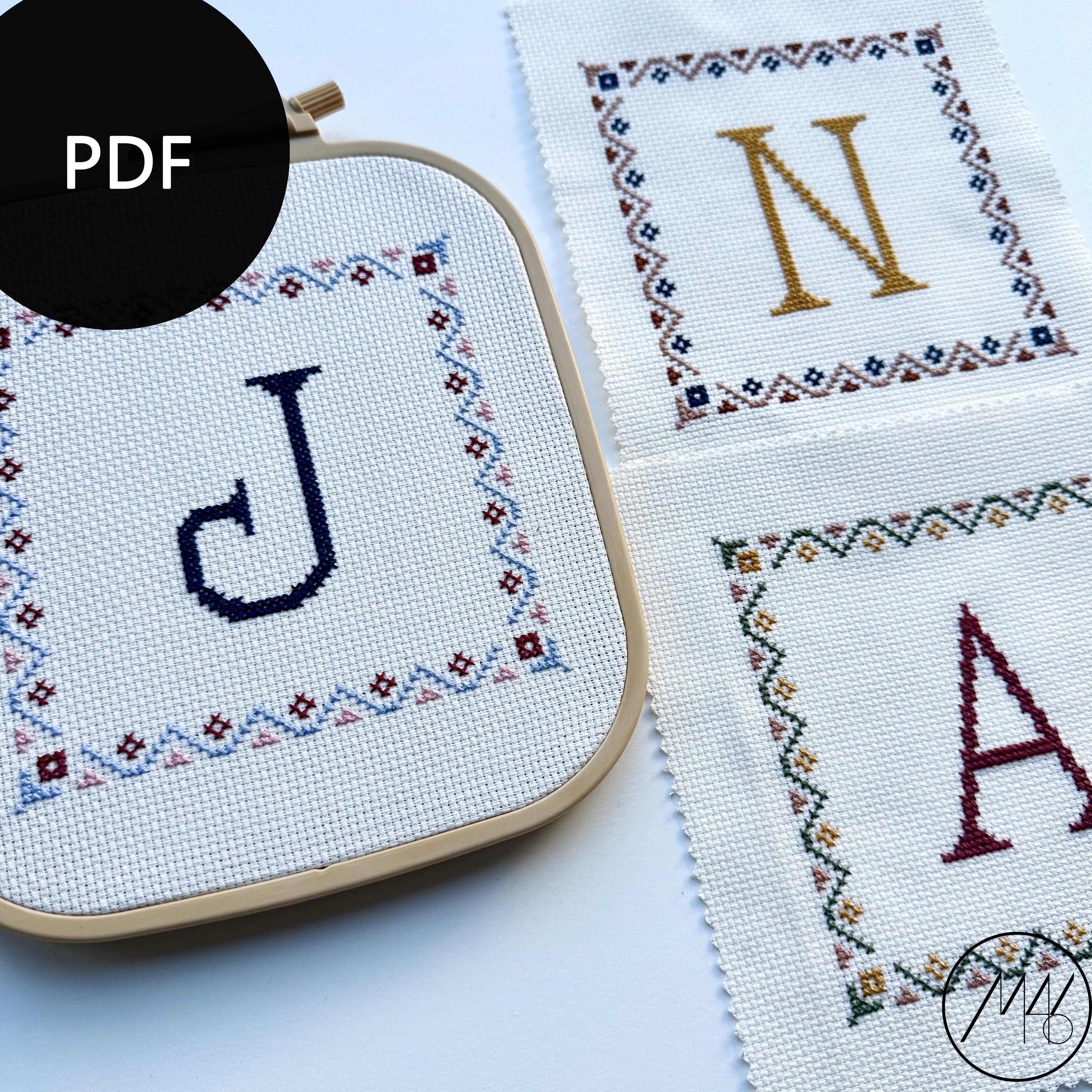 ABC - Cross Stitch Pattern, Vintage Monogram, 3 Color Variations ...