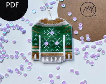 cross stitch pattern - green sweater, modern christmas ornamet, digital instructions (PDF)