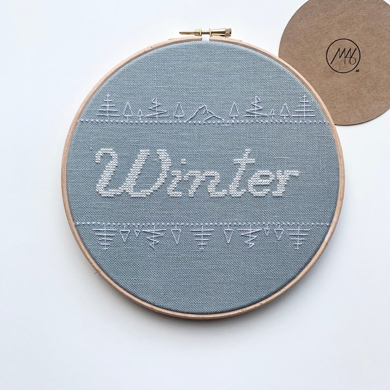 WINTER modern cross stitch pattern lettering digital instructions PDF image 5