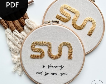 SUN- tutorial for modern embroidery with beads, PDF incl. 2 designs and step by step instruction in word and picture (PDF)