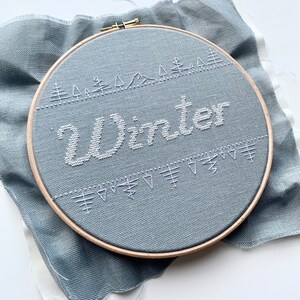 WINTER modern cross stitch pattern lettering digital instructions PDF image 3