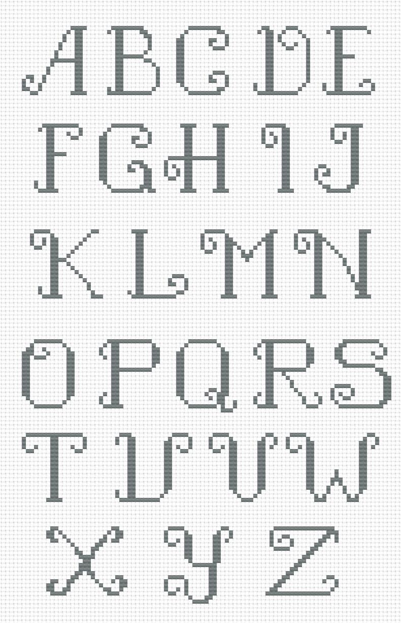 ABC - Cross Stitch Pattern, Classic Monogram, 3 Color Variations ...