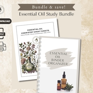 Essential Aromatherapy Study Bundle: Chemistry Cheat Sheets + Essential Oil Binder Inserts