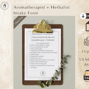 Aromatherapist + Herbalist Kundenvereinbarung und Aufnahmebesprechungsbogen