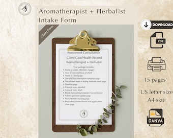 Aromatherapist + Herbalist client agreement and intake consultation form