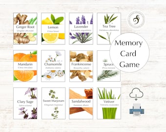 Essential oil memory card game printable