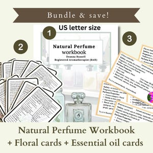 Natural Perfume workbook + floral monograph cards + perfume essential oil cards bundle
