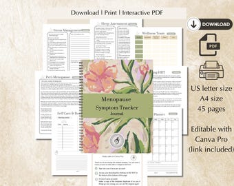Menopause journal, symptoms tracker and planner