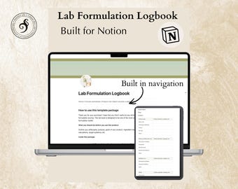 Skincare Recipe Lab Book: DIY Beauty Product Notion Template