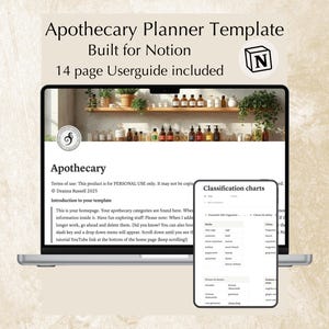 Szablon Notion do planowania apteki z olejkami eterycznymi i ziołami (w zestawie instrukcja obsługi)