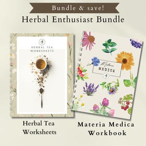 Material Medica journal + Tea Blending Worksheets bundle for herbal enthusiasts