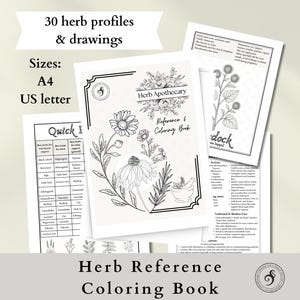 Medicinal Herb Coloring Book: Printable Botanical Illustrations (Digital Download A4/US Letter Sizes)