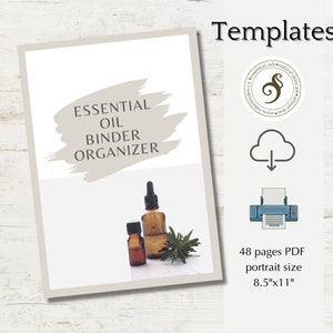 essential oil binder organizer templates includes section dividers, recommended reading, essential oil inventory page and more