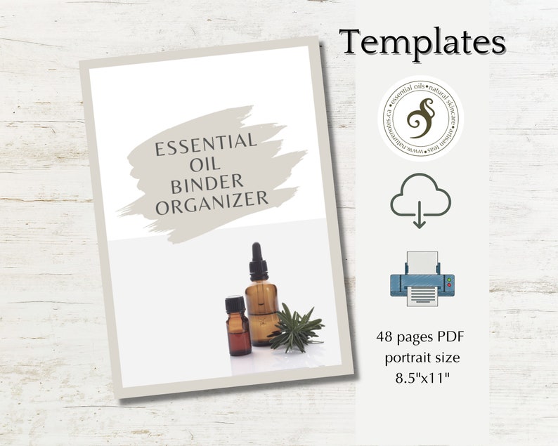 essential oil binder organizer templates includes section dividers, recommended reading, essential oil inventory page and more