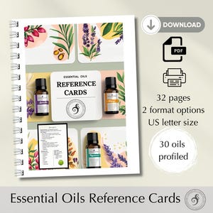 Cheat Sheet for Aromatherapy Essential Oils Printable Reference Cards & Study Guide for Aromatherapists